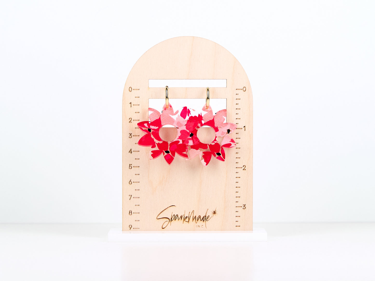 Hot Pink Flower UV Printed Earrings