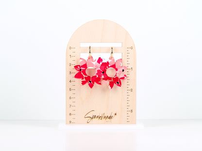 Hot Pink Flower UV Printed Earrings