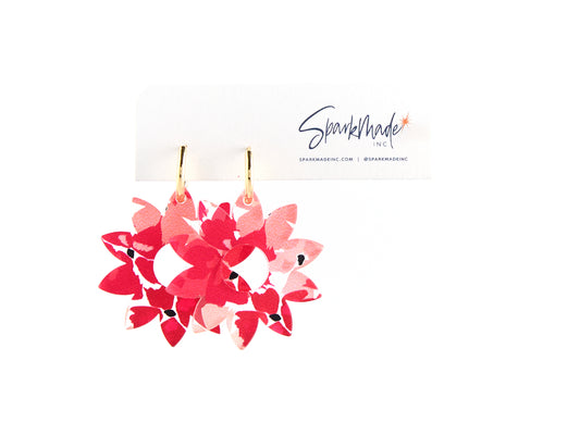 Hot Pink Flower UV Printed Earrings