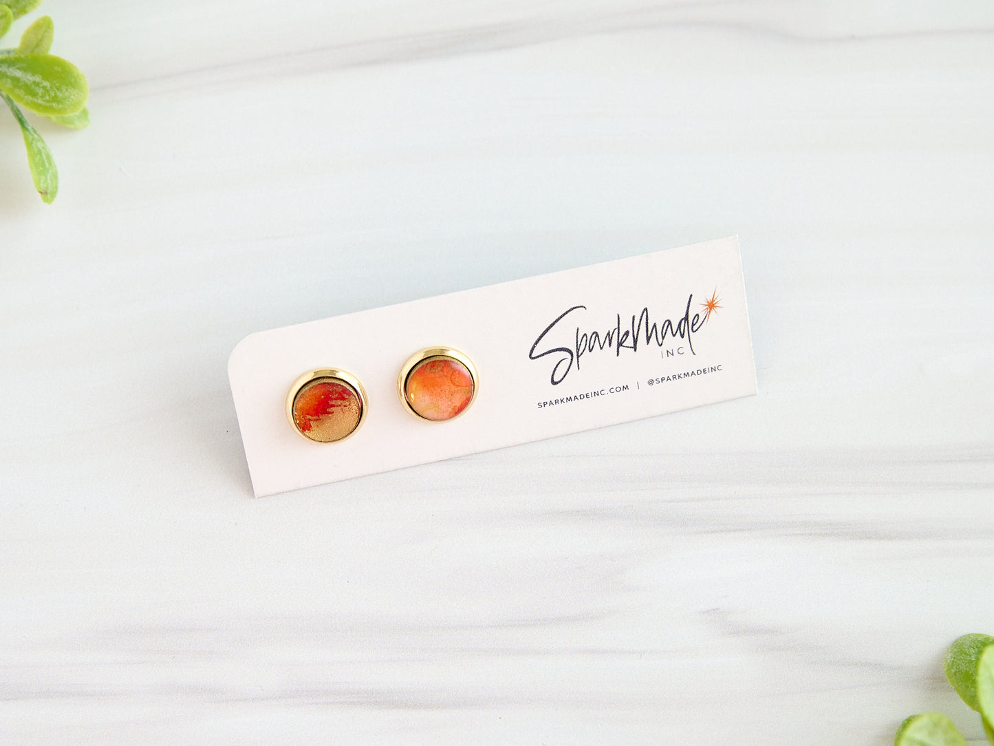Inked 14k Gold Plated Stud Earrings
