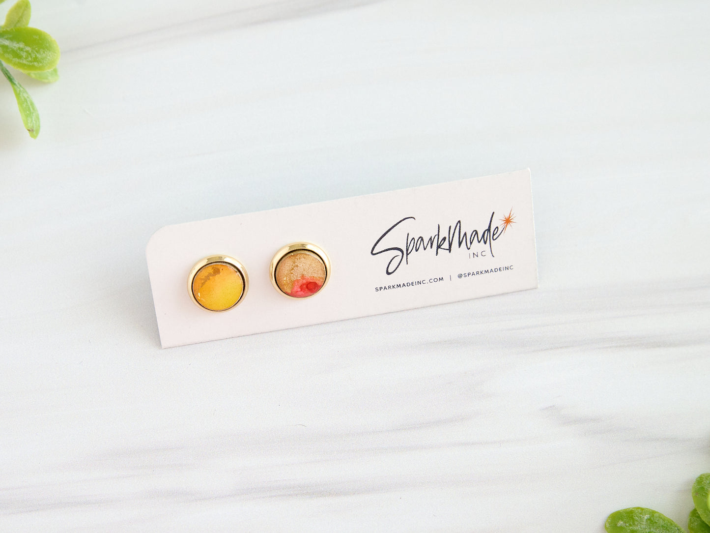 Inked 14k Gold Plated Stud Earrings