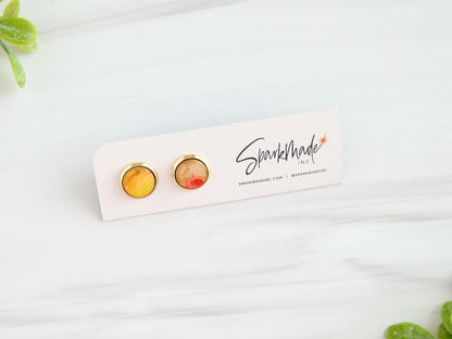 Inked 14k Gold Plated Stud Earrings