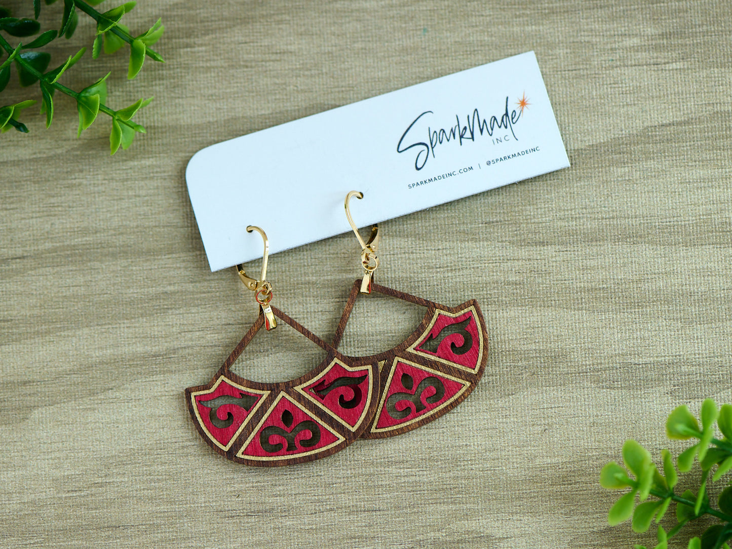 Jasmin Hand-Painted Earrings - Cherry Red