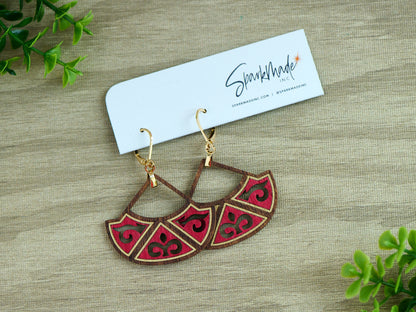 Jasmin Hand-Painted Earrings - Cherry Red