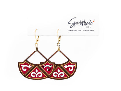 Jasmin Hand-Painted Earrings - Cherry Red