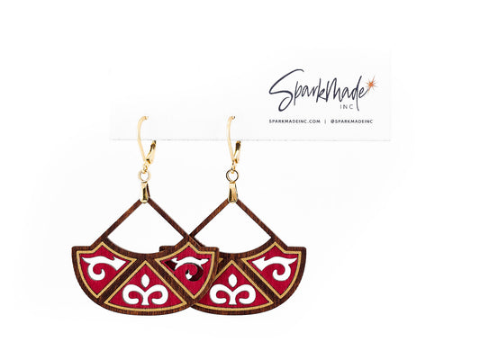 Jasmin Hand-Painted Earrings - Cherry Red