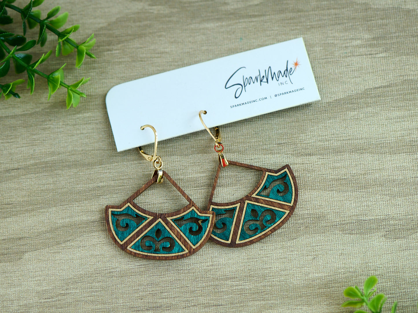 Jasmin Hand-Painted Earrings - Peacock Green