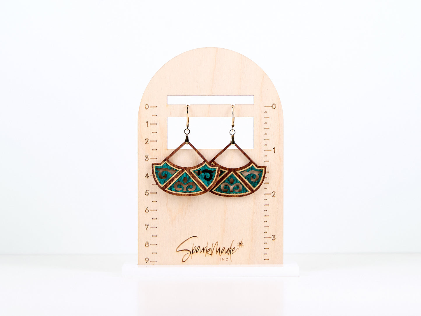 Jasmin Hand-Painted Earrings - Peacock Green