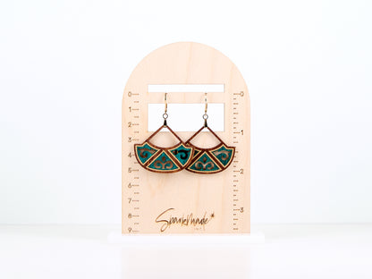 Jasmin Hand-Painted Earrings - Peacock Green
