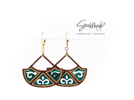 Jasmin Hand-Painted Earrings - Peacock Green