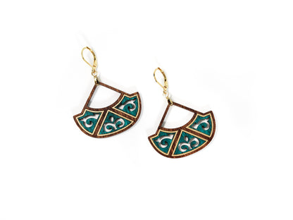 Jasmin Hand-Painted Earrings - Peacock Green
