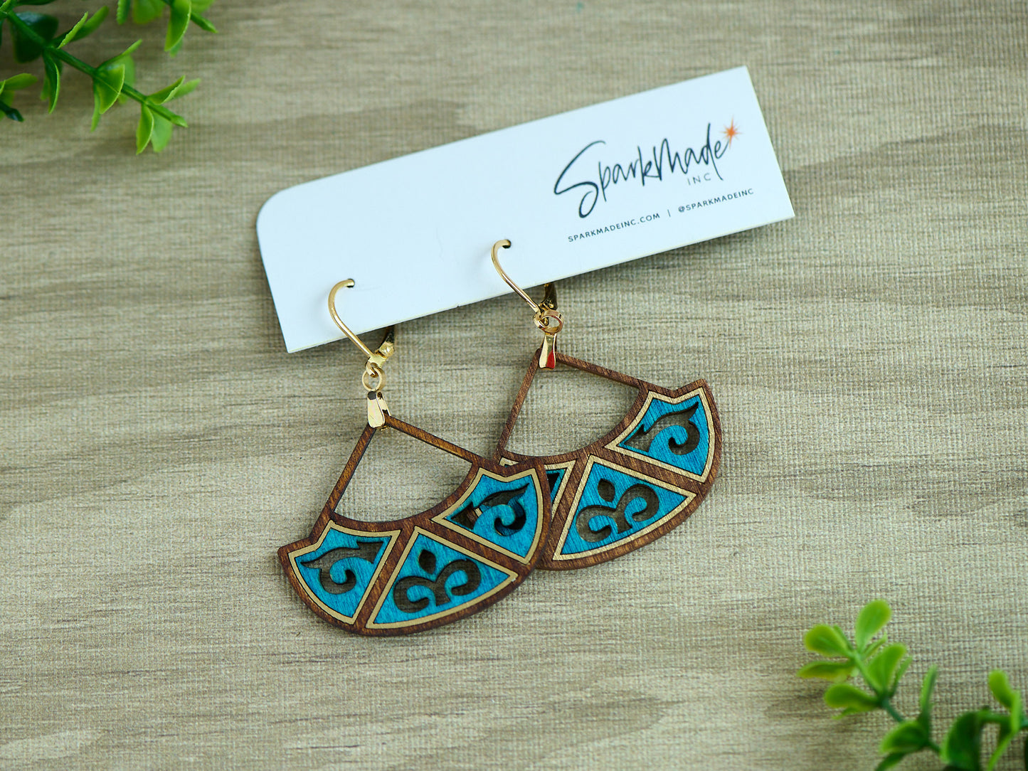 Jasmin Hand-Painted Earrings - Turquoise