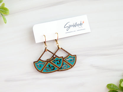 Jasmin Hand-Painted Earrings - Turquoise