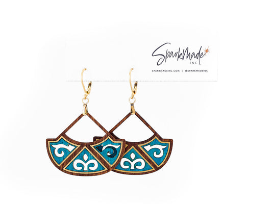 Jasmin Hand-Painted Earrings - Turquoise