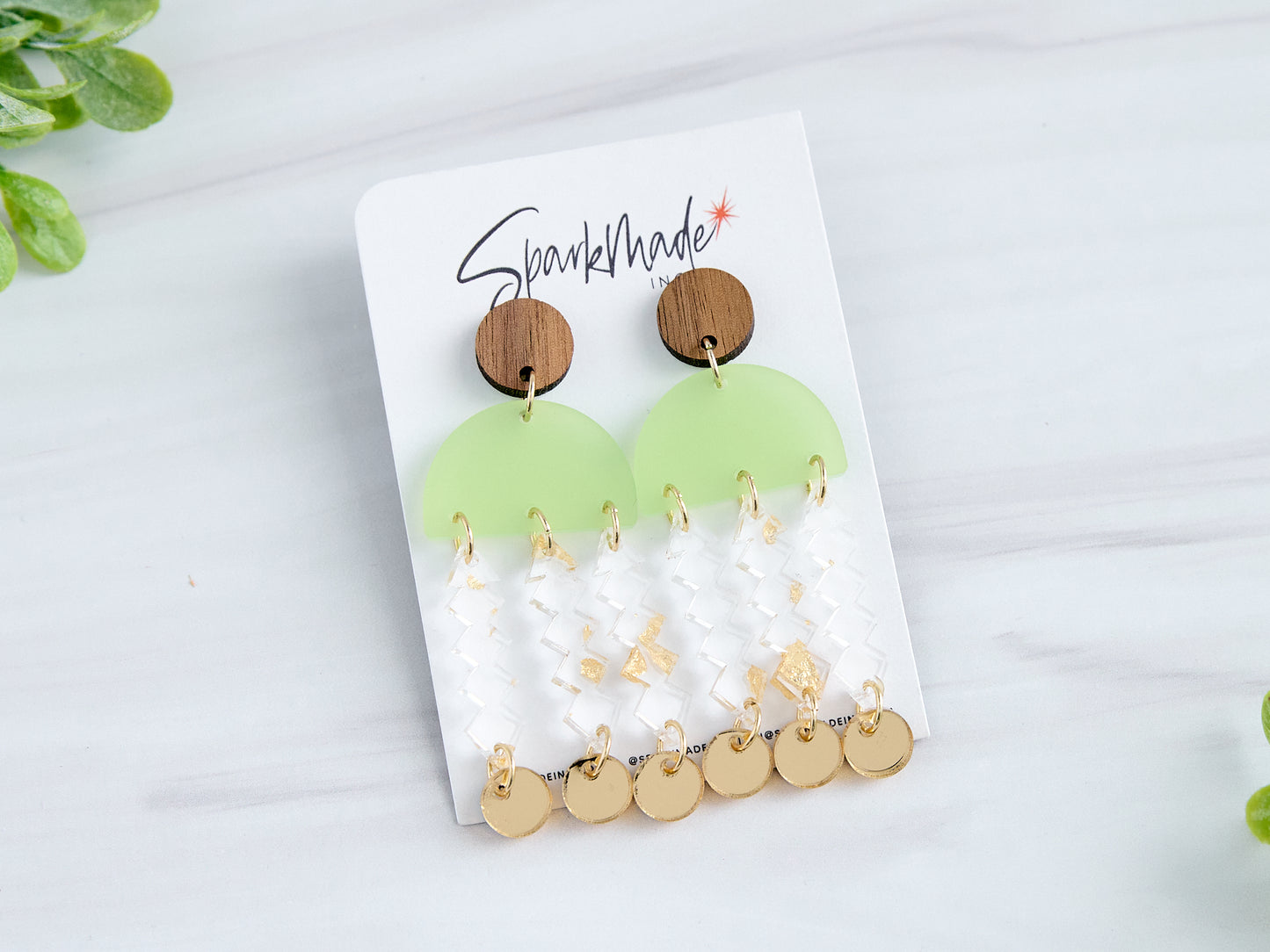 Jelly Frosted Drop Earrings - Lime Green