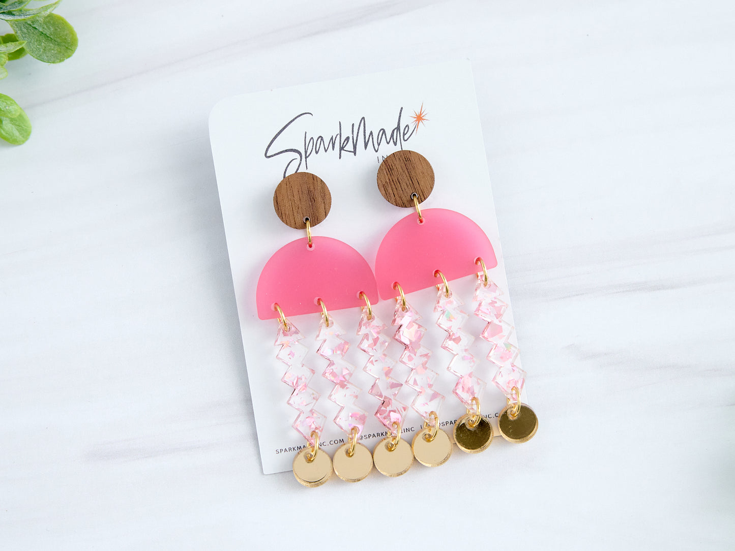 Jelly Frosted Drop Earrings - Pink