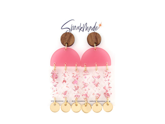 Jelly Frosted Drop Earrings - Pink
