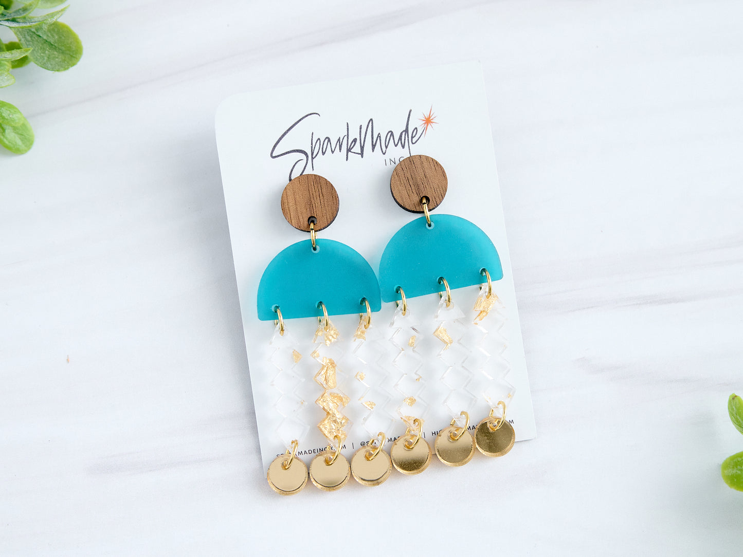 Jelly Frosted Drop Earrings - Teal