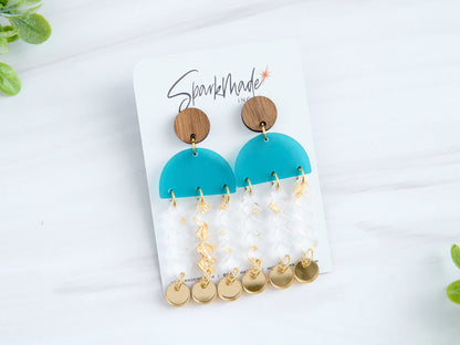 Jelly Frosted Drop Earrings - Teal