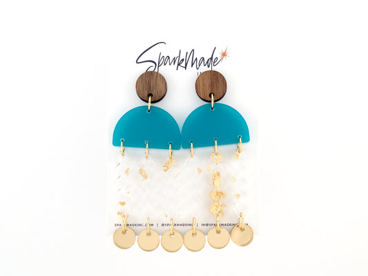 Jelly Frosted Drop Earrings - Teal
