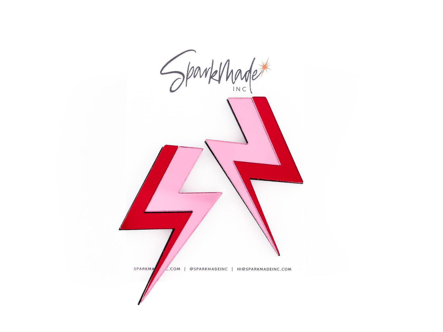 Lightning Bolt Mirror Acrylic Statement Earrings