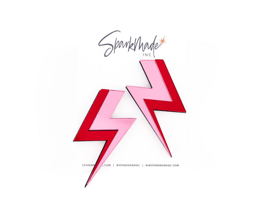 Lightning Bolt Mirror Acrylic Statement Earrings