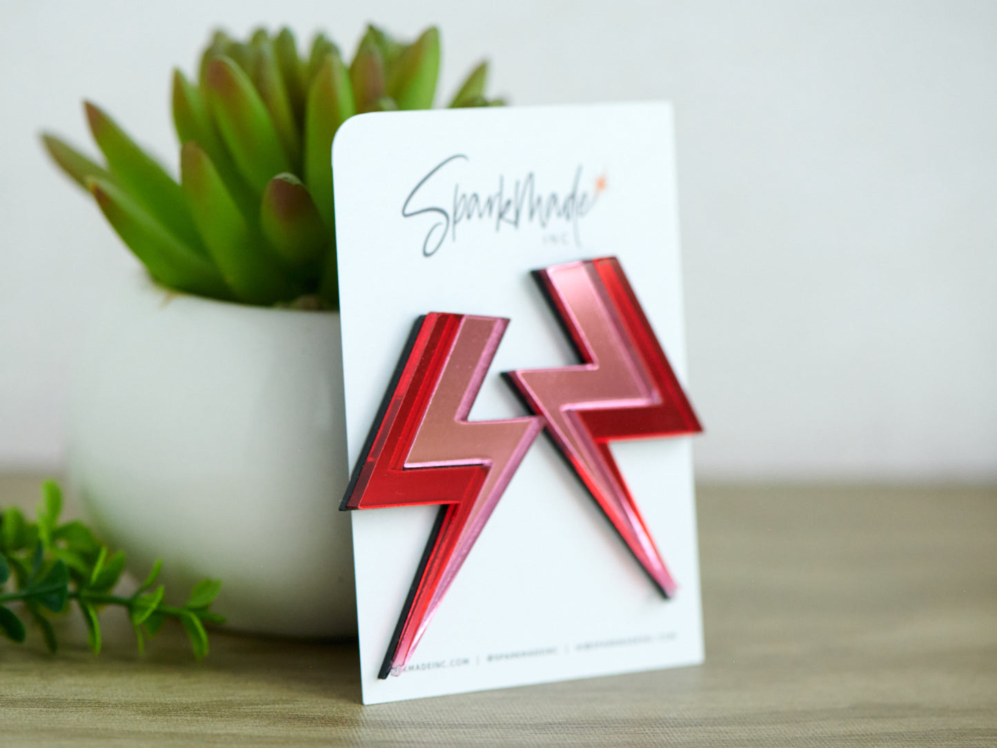 Lightning Bolt Mirror Acrylic Statement Earrings