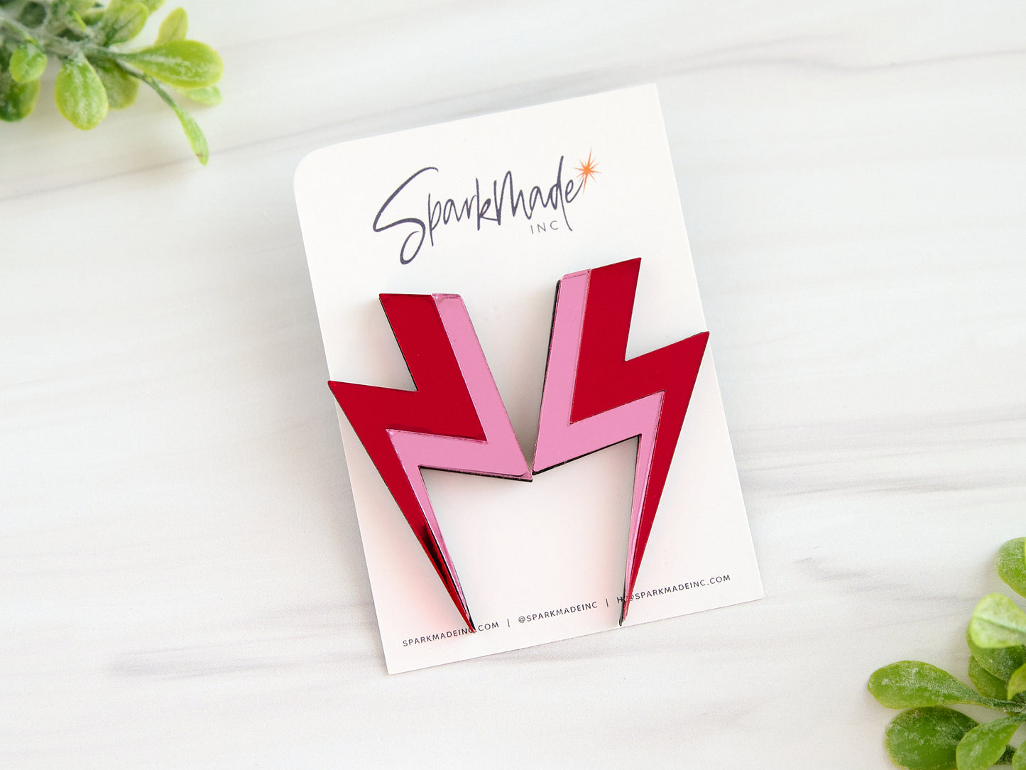 Lightning Bolt Mirror Acrylic Statement Earrings