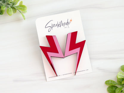 Lightning Bolt Mirror Acrylic Statement Earrings