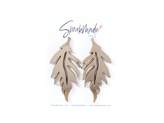 Mirror Leaf Bronce Stud Earrings