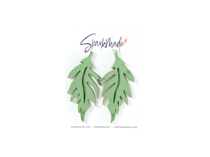 Mirror Leaf Green Stud Earrings