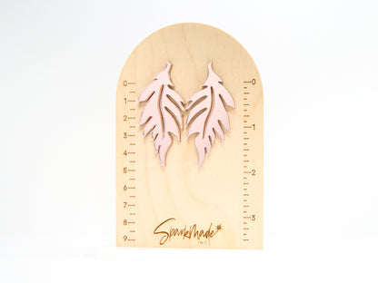 Mirror Leaf Pink Stud Earrings