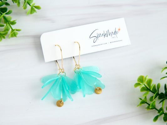 Petals 3D Printed Earrings Blue