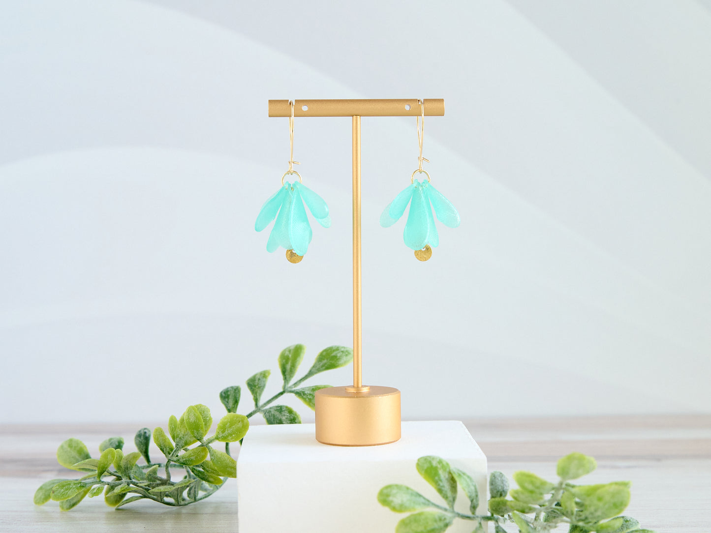 Petals 3D Printed Earrings Blue