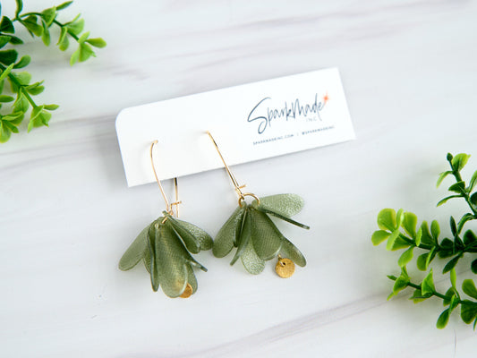 Petals 3D Printed Earrings Green