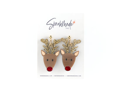 Rudolf Reindeer Christmas Earrings