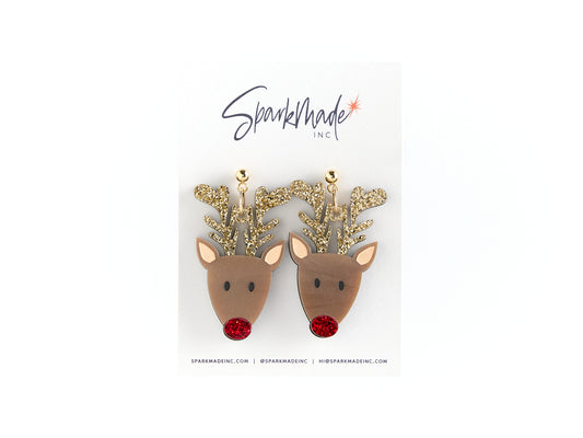 Rudolf Reindeer Christmas Earrings