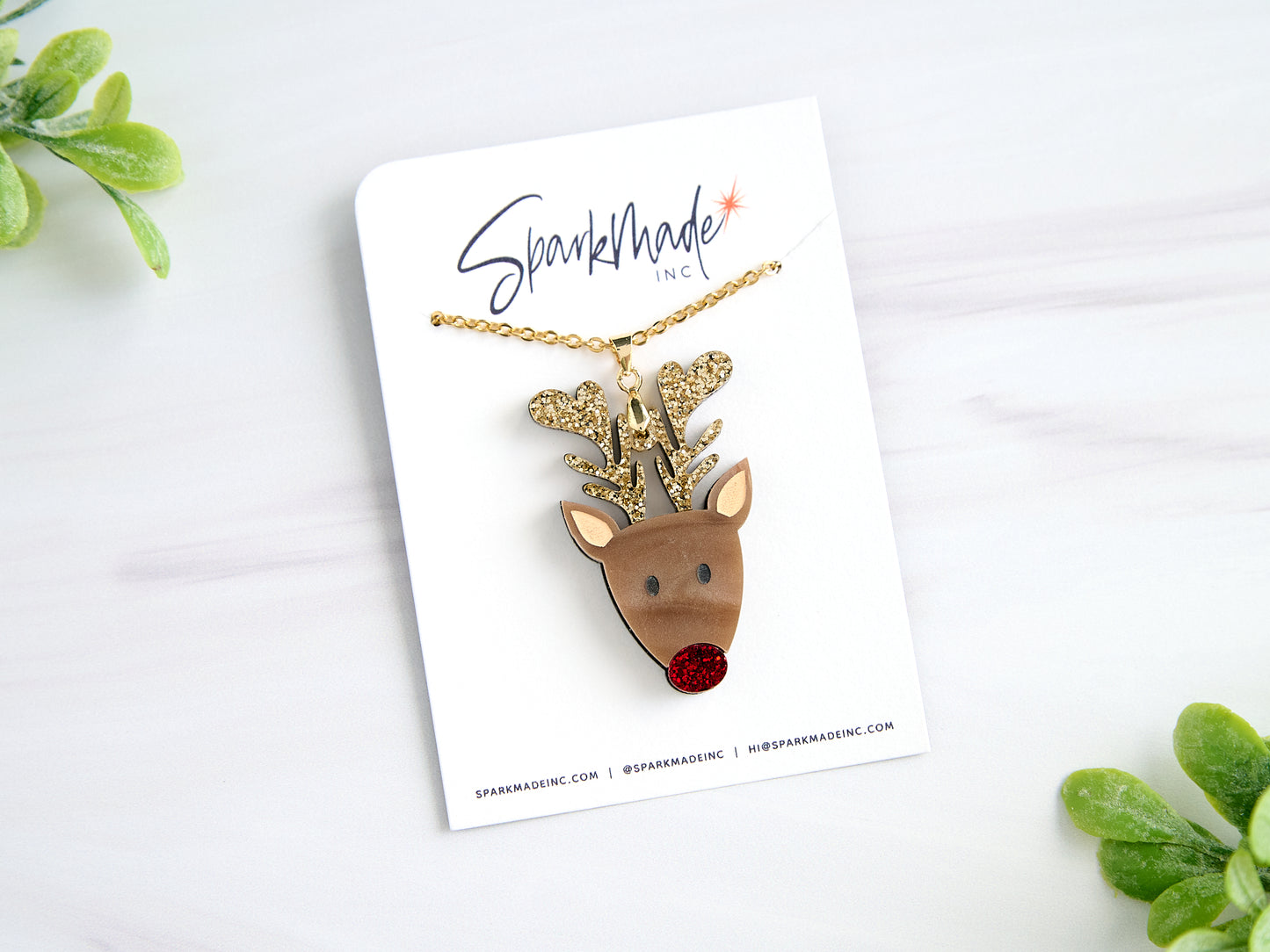 Rudolf Reindeer Christmas Necklace