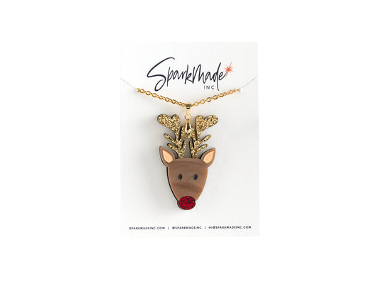 Rudolf Reindeer Christmas Necklace