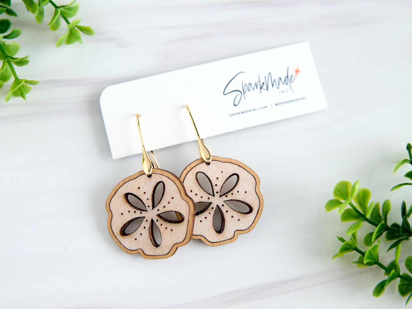 Sea Coin Wooden Earrings
