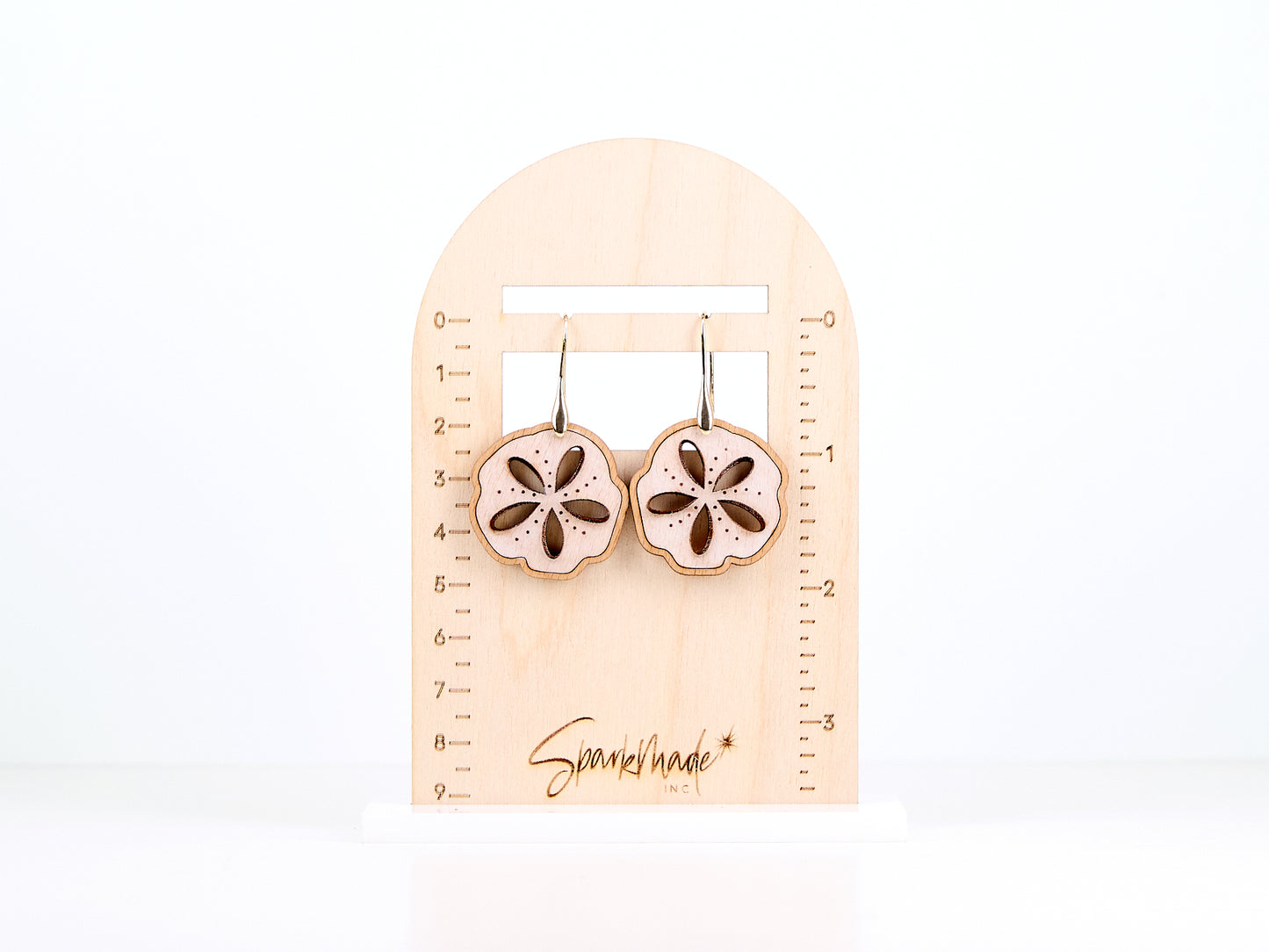Sea Coin Wooden Earrings