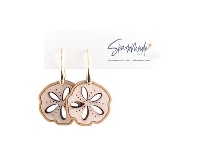 Sea Coin Wooden Earrings