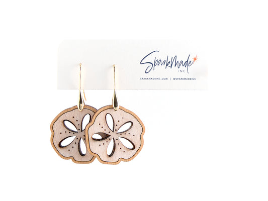 Sea Coin Wooden Earrings
