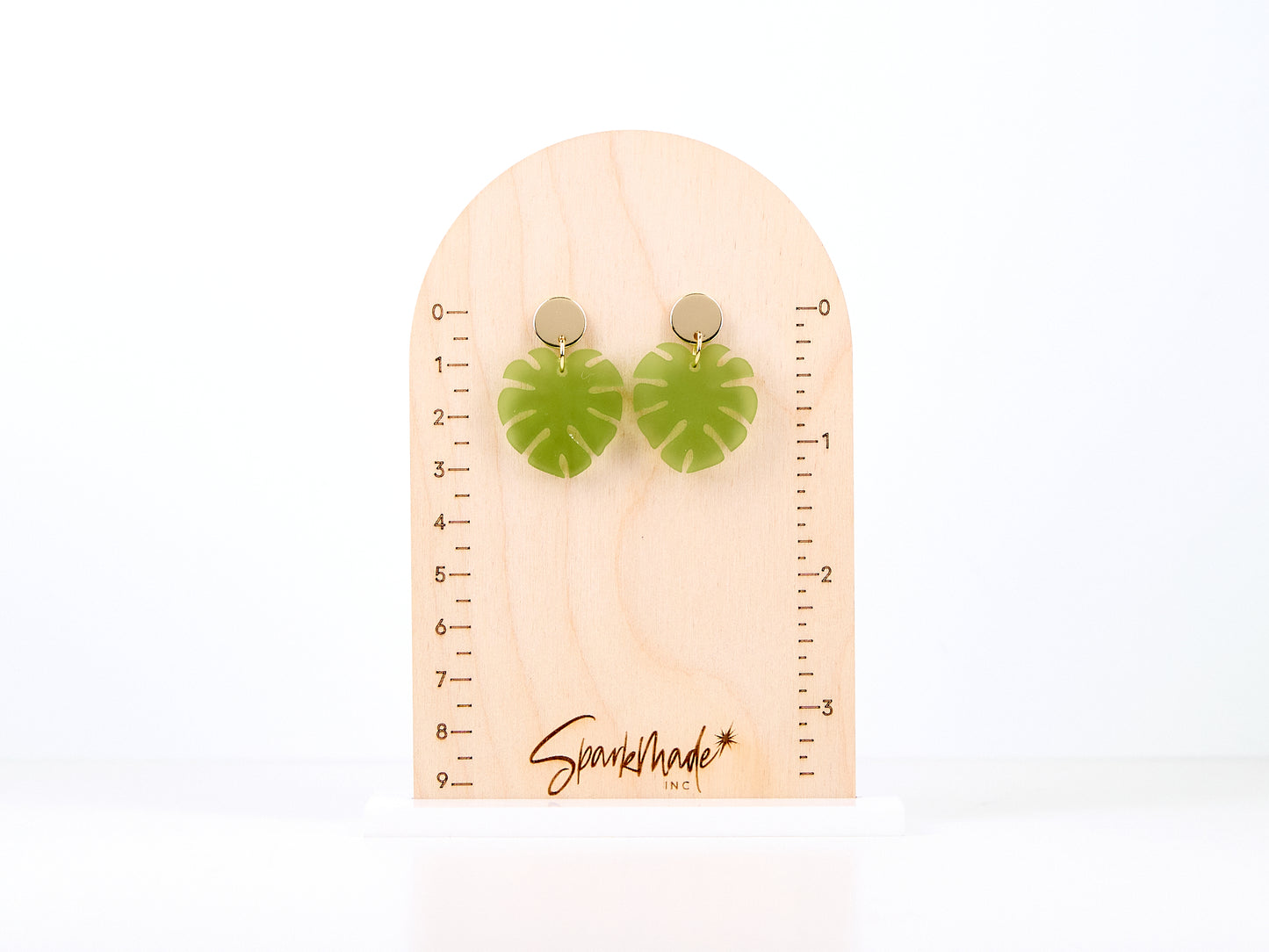 Small Frosted Monstera Earrings