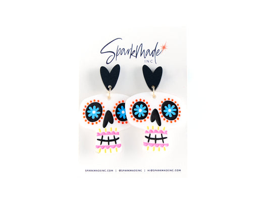 Sugar Skull Earrings - White