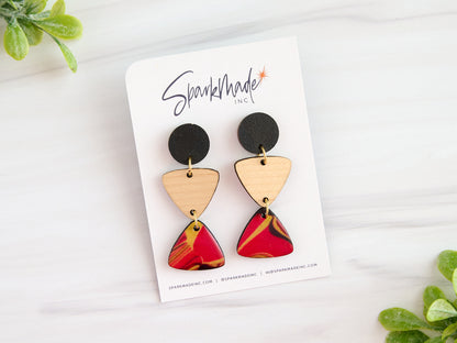 Tyra Drop Earrings - Red and Black