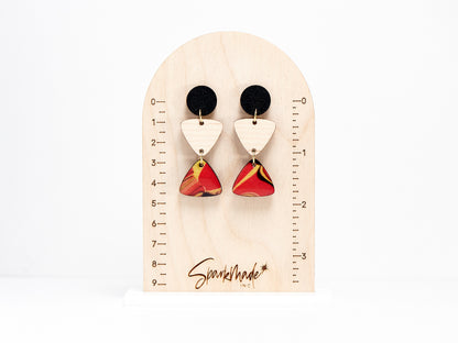 Tyra Drop Earrings - Red and Black