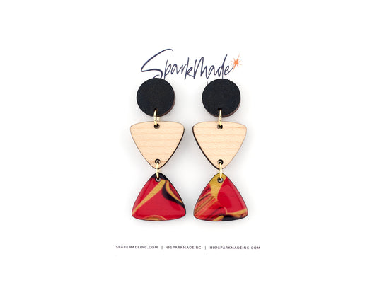 Tyra Drop Earrings - Red and Black