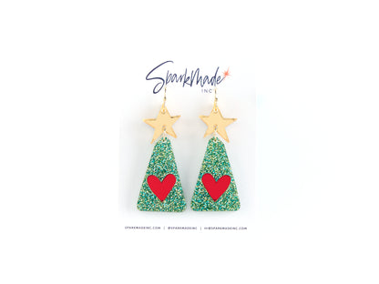 Whimsical Glitter Christmas Tree Earrings