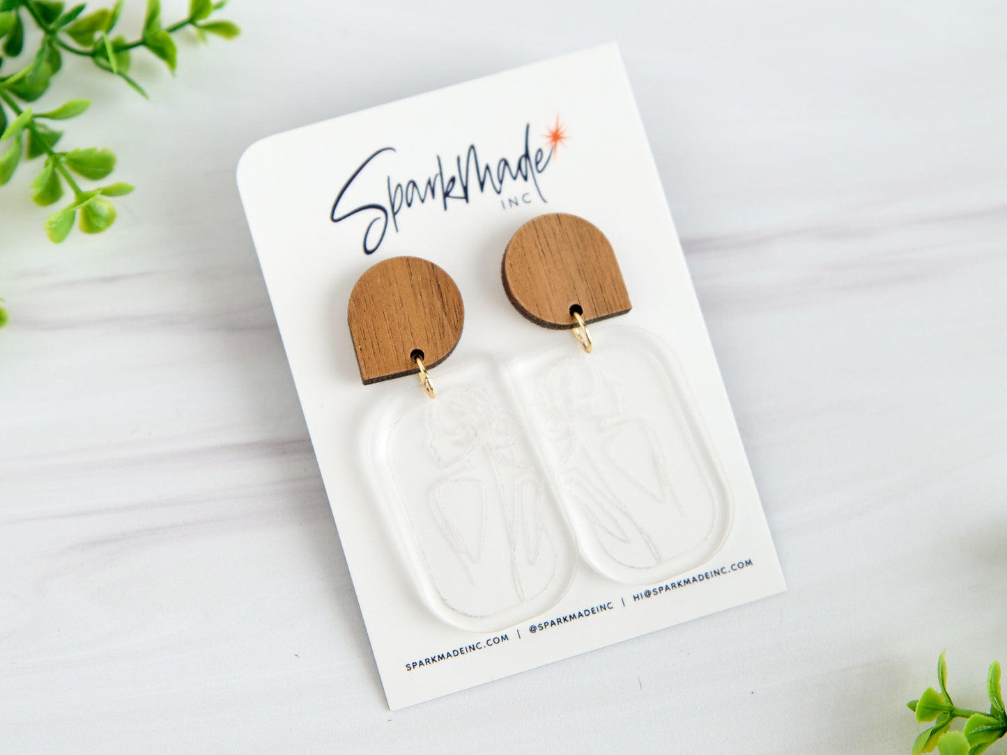 Woman Clear Engraved Earrings